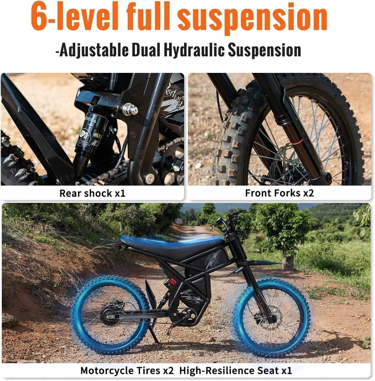 Gyroor GT73 2000W Electric Dirt Bike – 48V 36.4Ah Dual Battery, 37 MPH