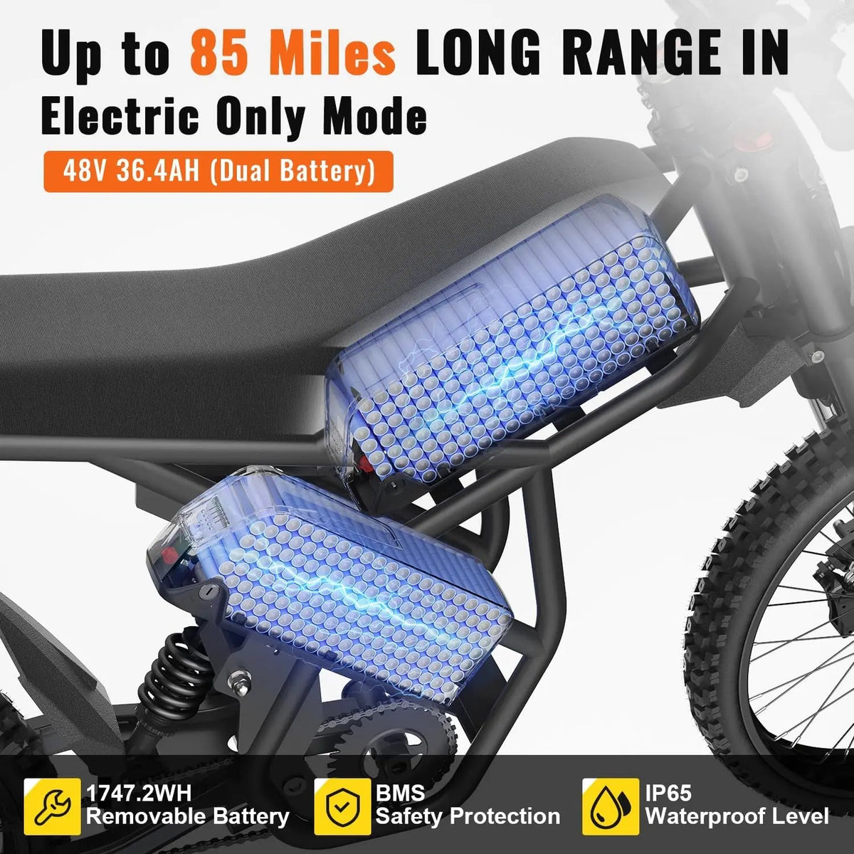 Gyroor GT73 2000W Electric Dirt Bike – 48V 36.4Ah Dual Battery, 37 MPH