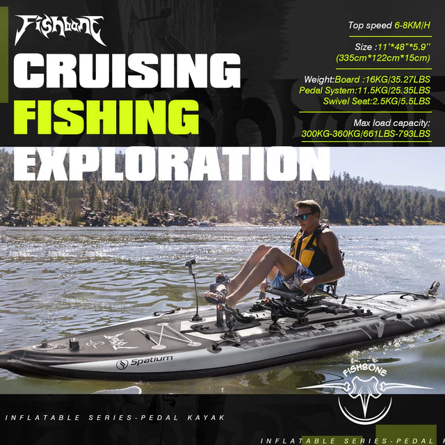 FishBone- Premium Inflatable Pedal Drive Board for Fishing