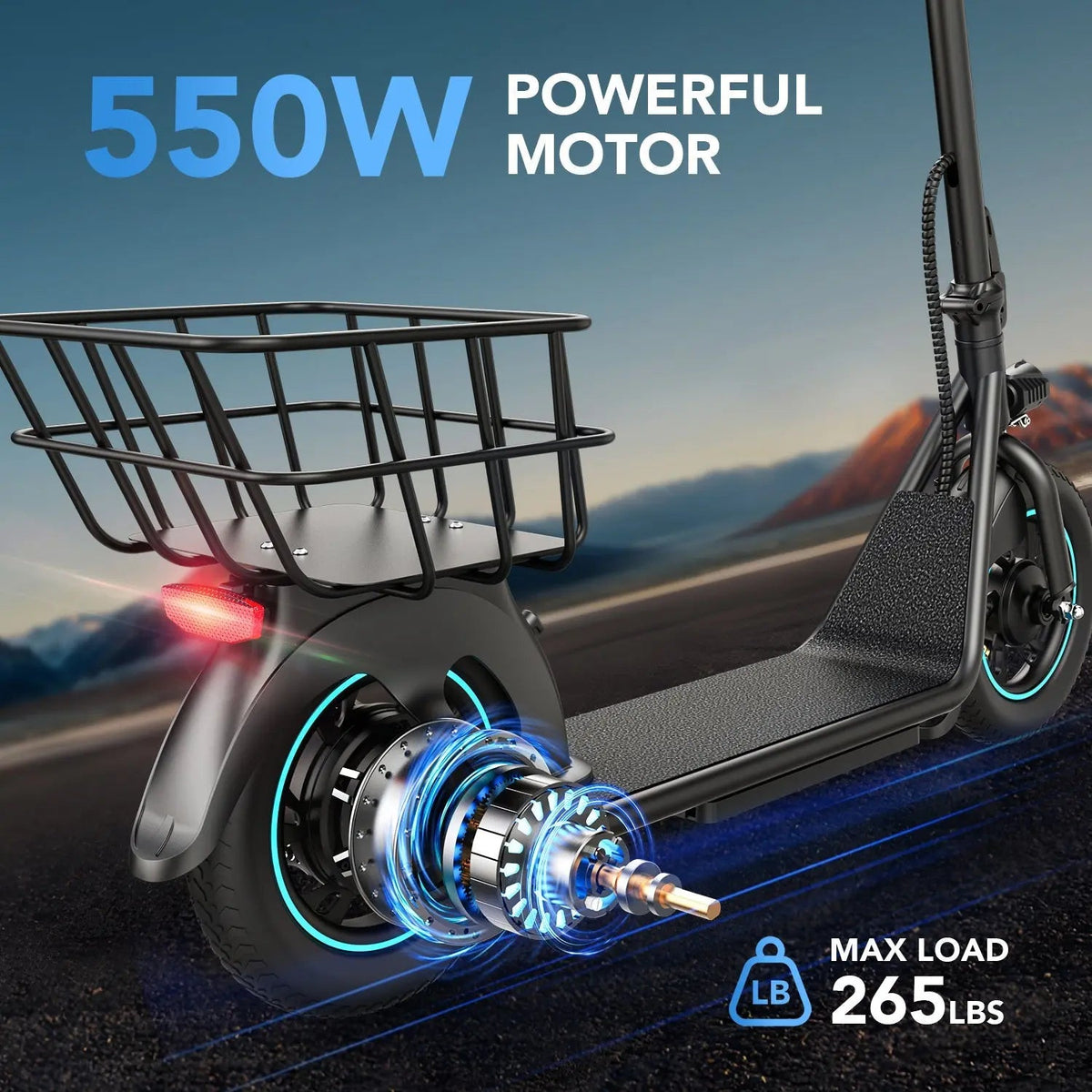 Gyroor X2 550W Electric Scooter – 800W Peak, 12 Pneumatic Tires, Folding