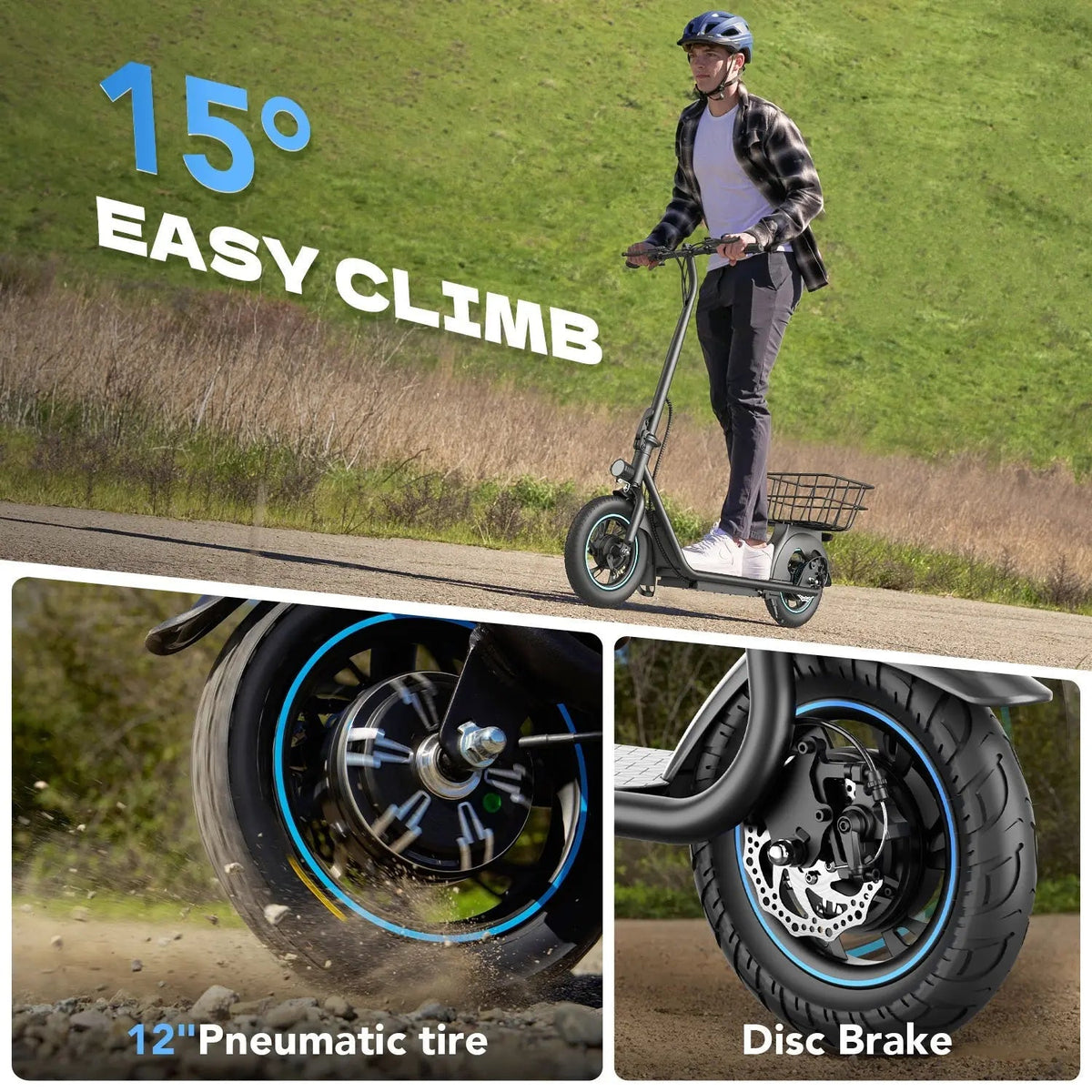 Gyroor X2 550W Electric Scooter – 800W Peak, 12 Pneumatic Tires, Folding