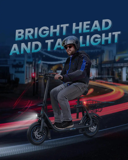 Gyroor C1 450W Electric Scooter with Seat & Carry Basket – 36V 7.5Ah