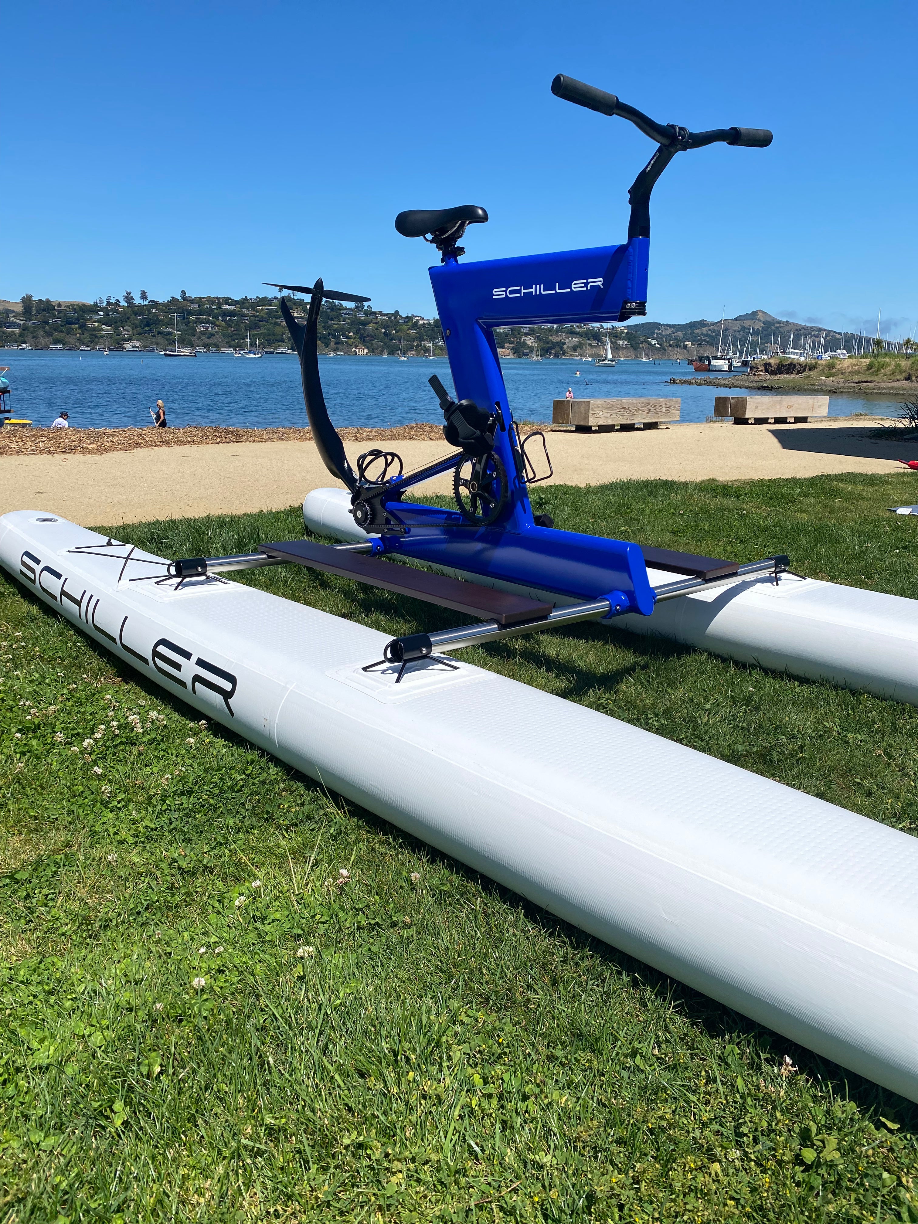 Schiller S1-C Water Bike – Blue Frame with Gray-Black Pontoons