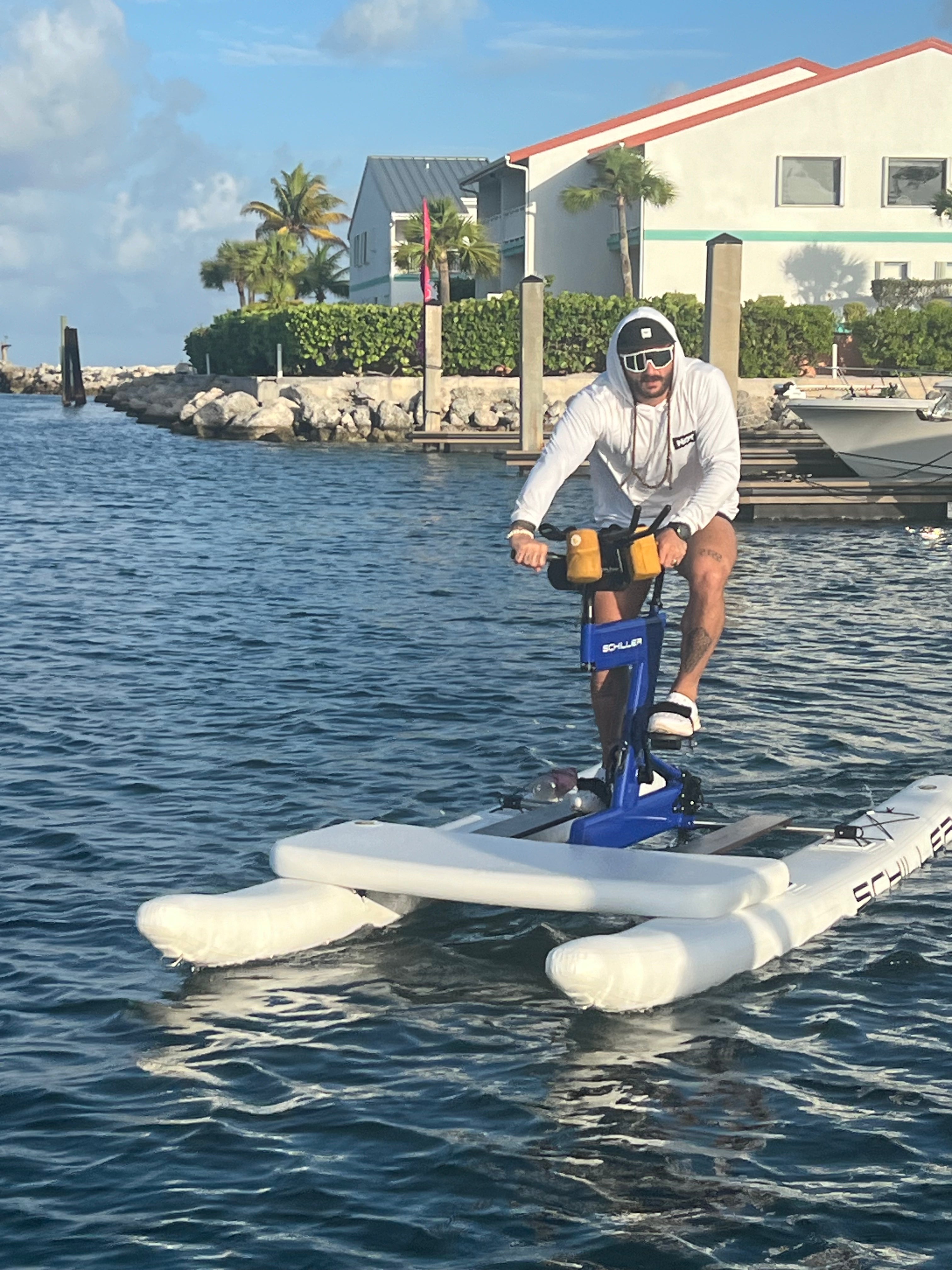 Schiller S1-C Water Bike – Blue Frame with White Pontoons
