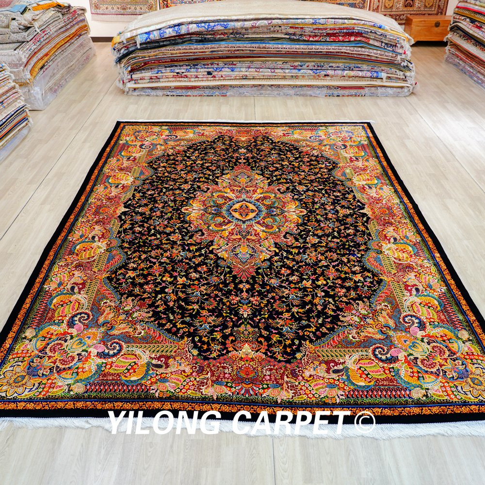 Persian Silk Carpet Large Handmade Silk Villa Living Room Carpet 9.84x13.12ft