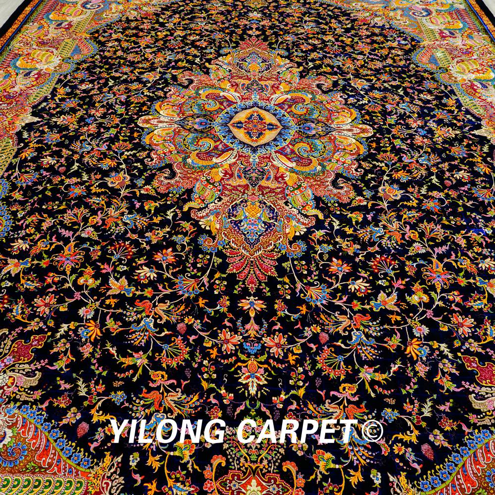 Persian Silk Carpet Large Handmade Silk Villa Living Room Carpet 9.84x13.12ft