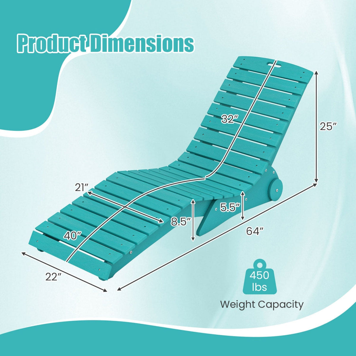 In-Pool Lounge Chair with Weighted Anti-Floating Design – 450 lb Capacity