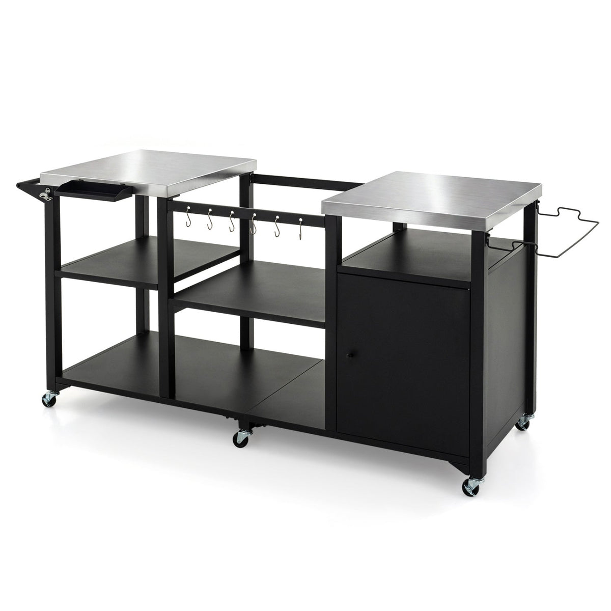 Outdoor Grill Cart with Stainless Steel Tabletop & Storage Cabinet