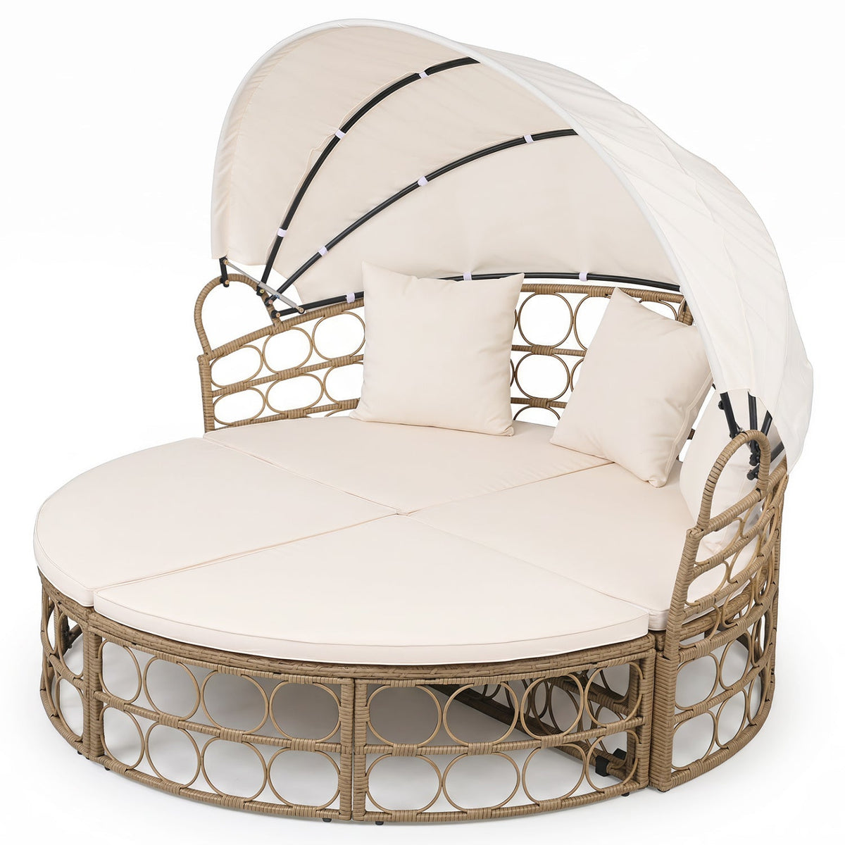 Outdoor Patio Daybed with Retractable Canopy & Cushions
