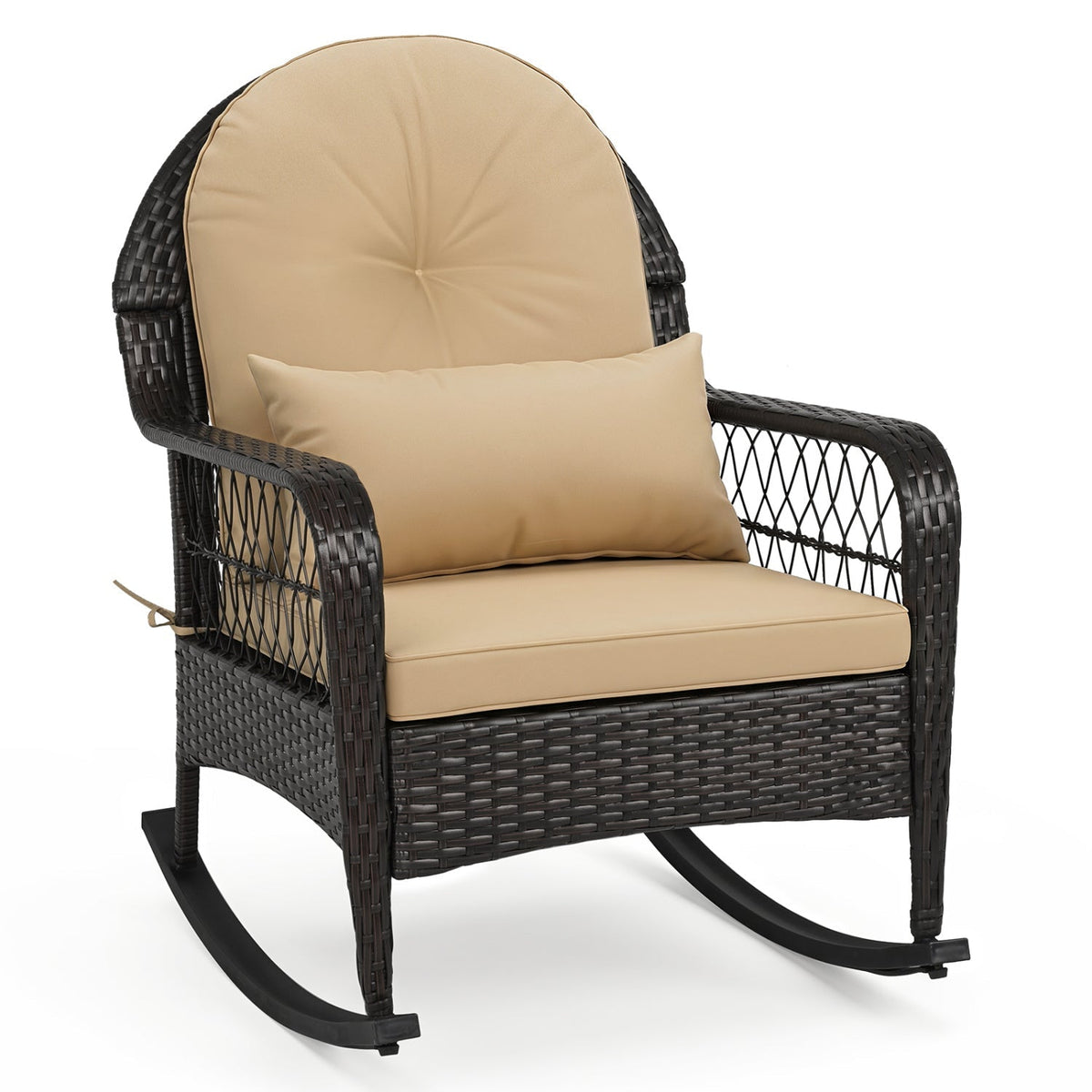 Outdoor Wicker Rocking Chair with Cushions – 400 lb Weight Capacity