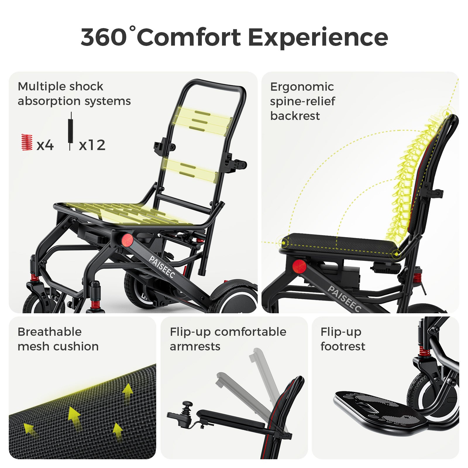 Paiseec Lightweight Electric Wheelchair Q3