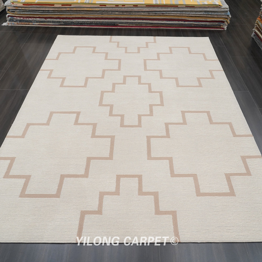 Hand Tufted Wool Carpet Beige Modern Design Carpet 6.56x9.84ft