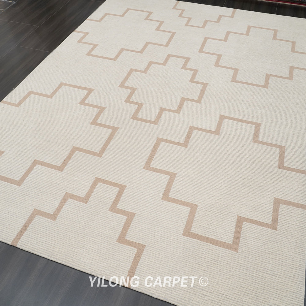 Hand Tufted Wool Carpet Beige Modern Design Carpet 6.56x9.84ft