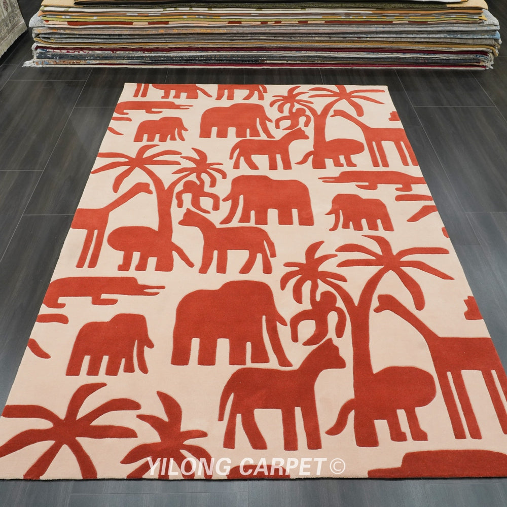 Hand Tufted Rug Wool Modern Animal Carpet 6.56x9.84ft