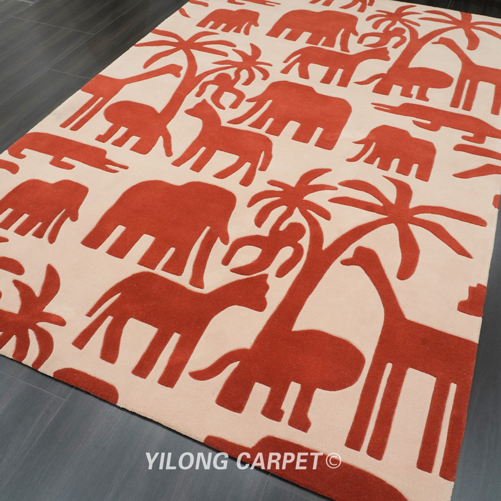 Hand Tufted Rug Wool Modern Animal Carpet 6.56x9.84ft