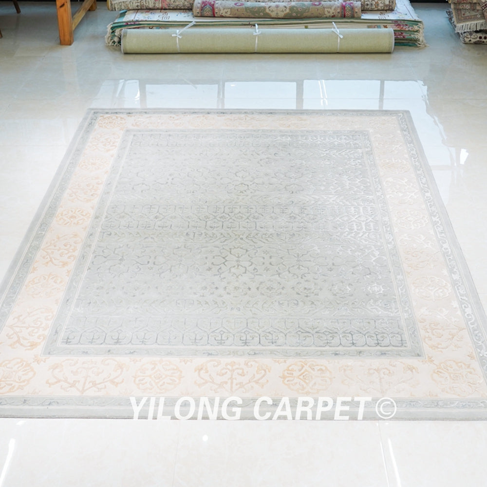 Hand Tufted Wool Silk Rug Modern Carpet 7.9x9.8ft