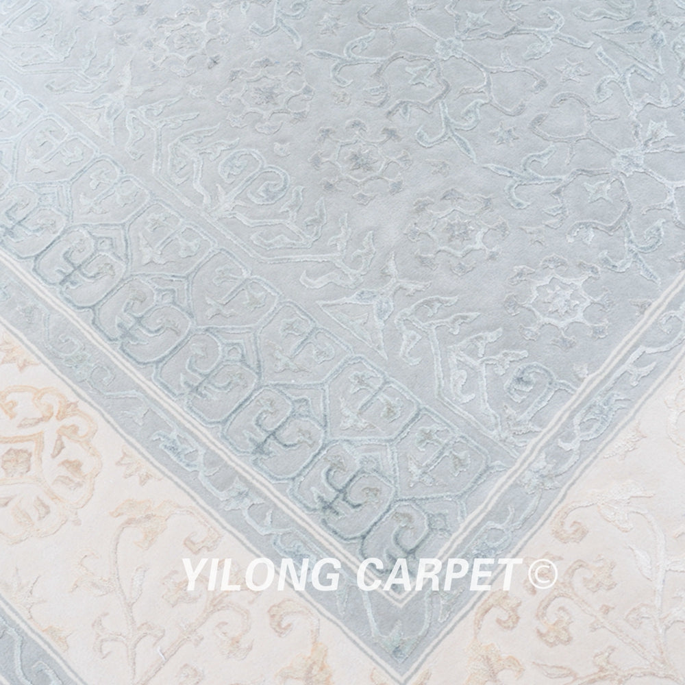 Hand Tufted Wool Silk Rug Modern Carpet 7.9x9.8ft