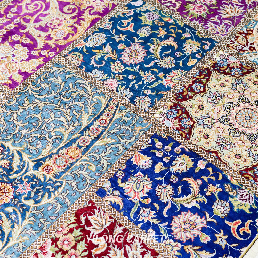Hand Knotted Persian Patch Work Carpet Silk Oriental Rug 6x9ft