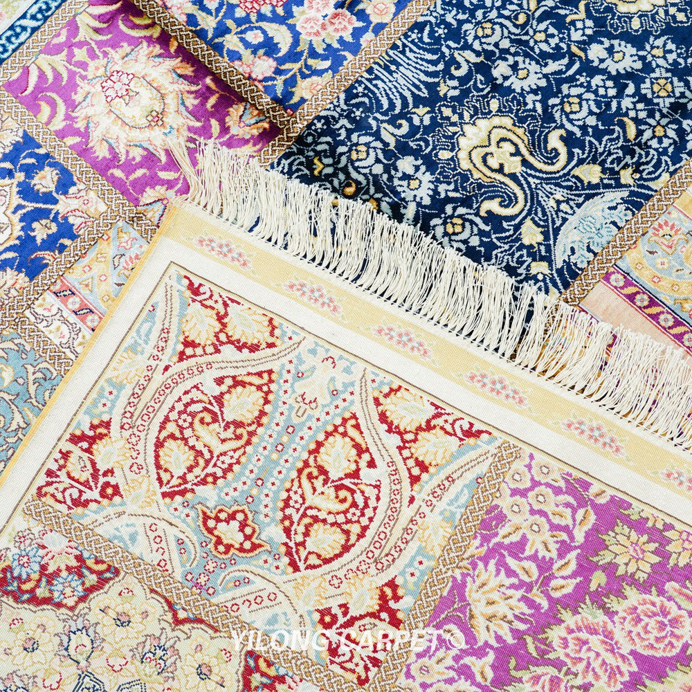 Hand Knotted Persian Patch Work Carpet Silk Oriental Rug 6x9ft
