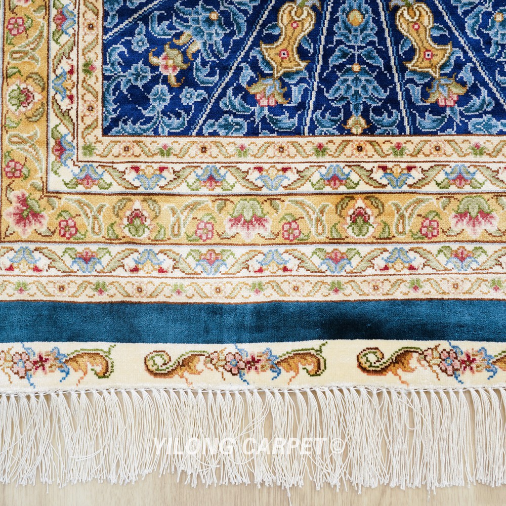 Persian Dom Design Handmade Blue Silk Classic Oriental Carpet 9x12ft