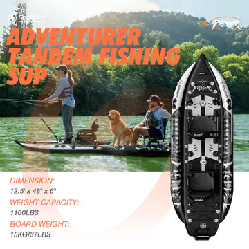 FishBone Tandem- Premium Inflatable Fishing Board for 2 with Y01 Motor