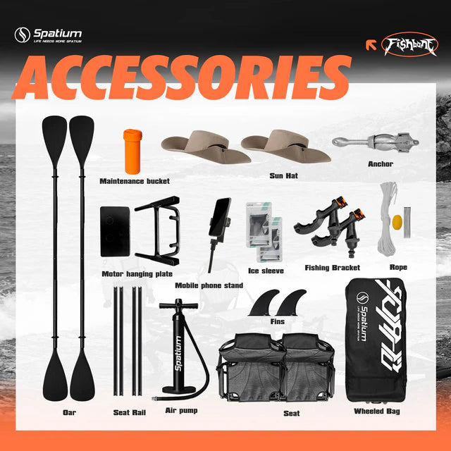 FishBone Tandem- Premium Inflatable Fishing Board for 2 with Y01 Motor