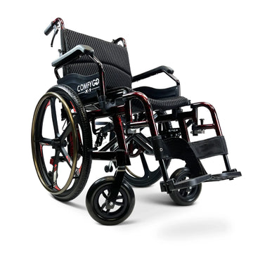 ComfyGO X-1 Lightweight Manual Wheelchair – Folding Aluminum Wheelchair, 300 lb Capacity