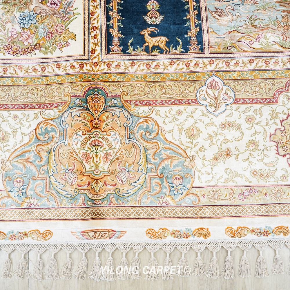 Oriental Carpet Four Season Handmade Silk Room Carpet 8.5x11.7ft