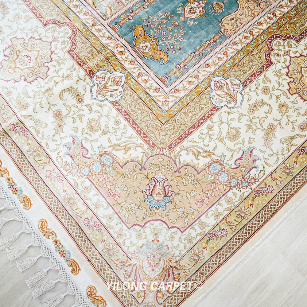 Oriental Carpet Four Season Handmade Silk Room Carpet 8.5x11.7ft