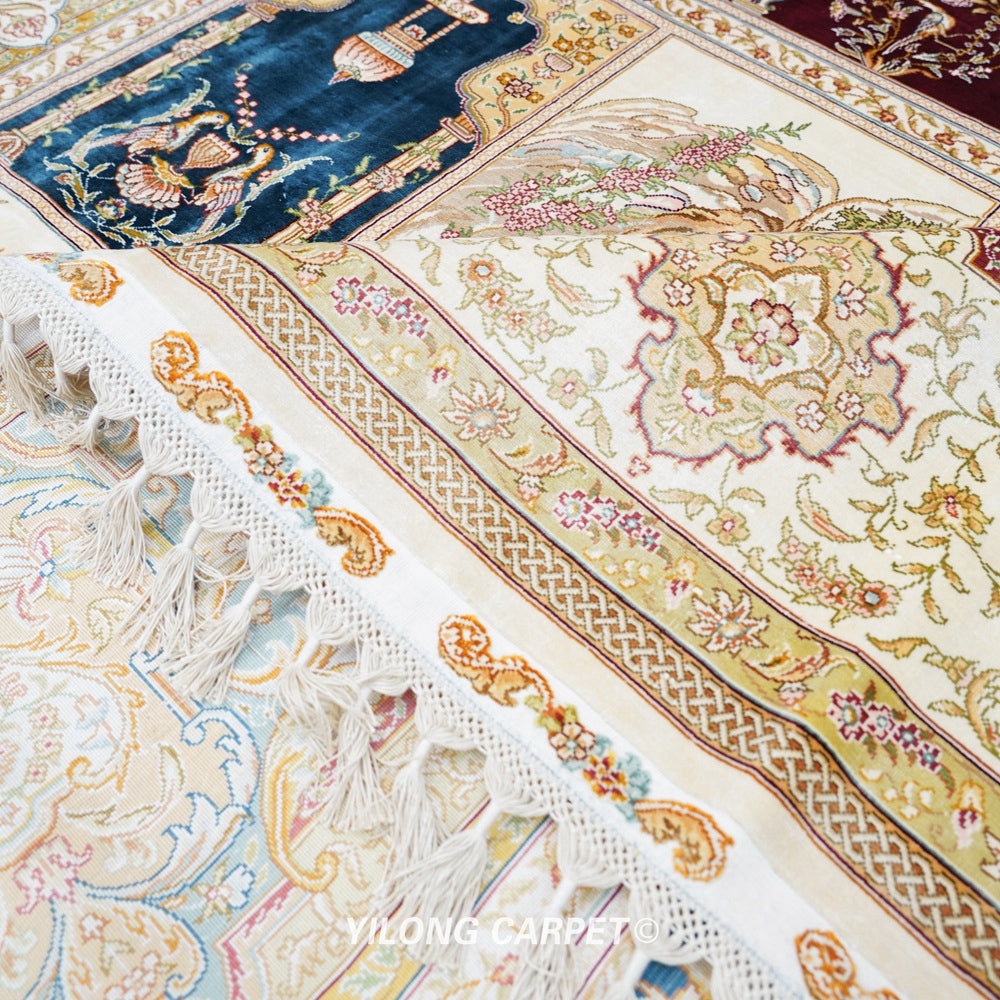 Oriental Carpet Four Season Handmade Silk Room Carpet 8.5x11.7ft