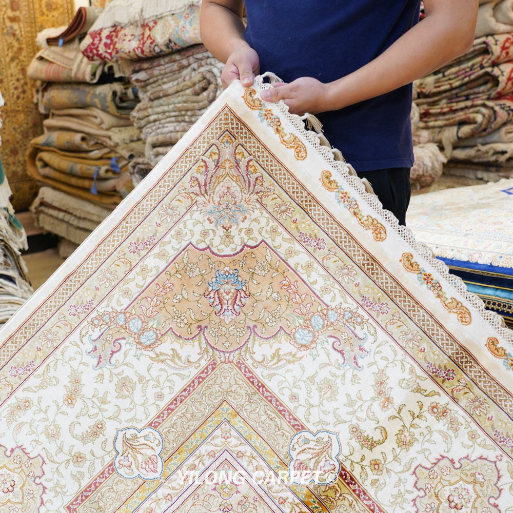 Oriental Carpet Four Season Handmade Silk Room Carpet 8.5x11.7ft