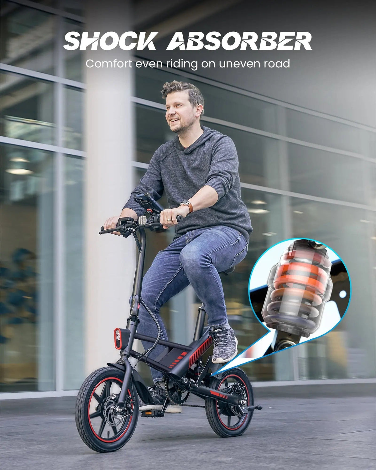 Gyroor C3 450W Folding Electric Bike – 36V 7.5Ah, 14" Pneumatic Tires