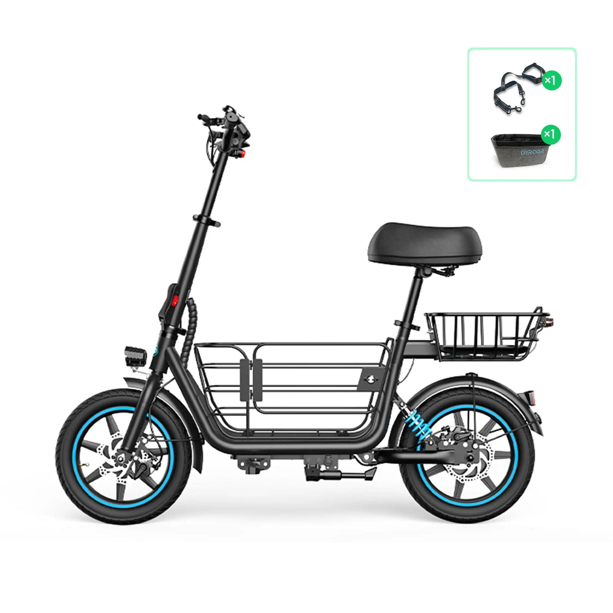 Gyroor C1S Electric Scooter with Seat – 550W, 36V 7.8Ah, 20-Mile Range