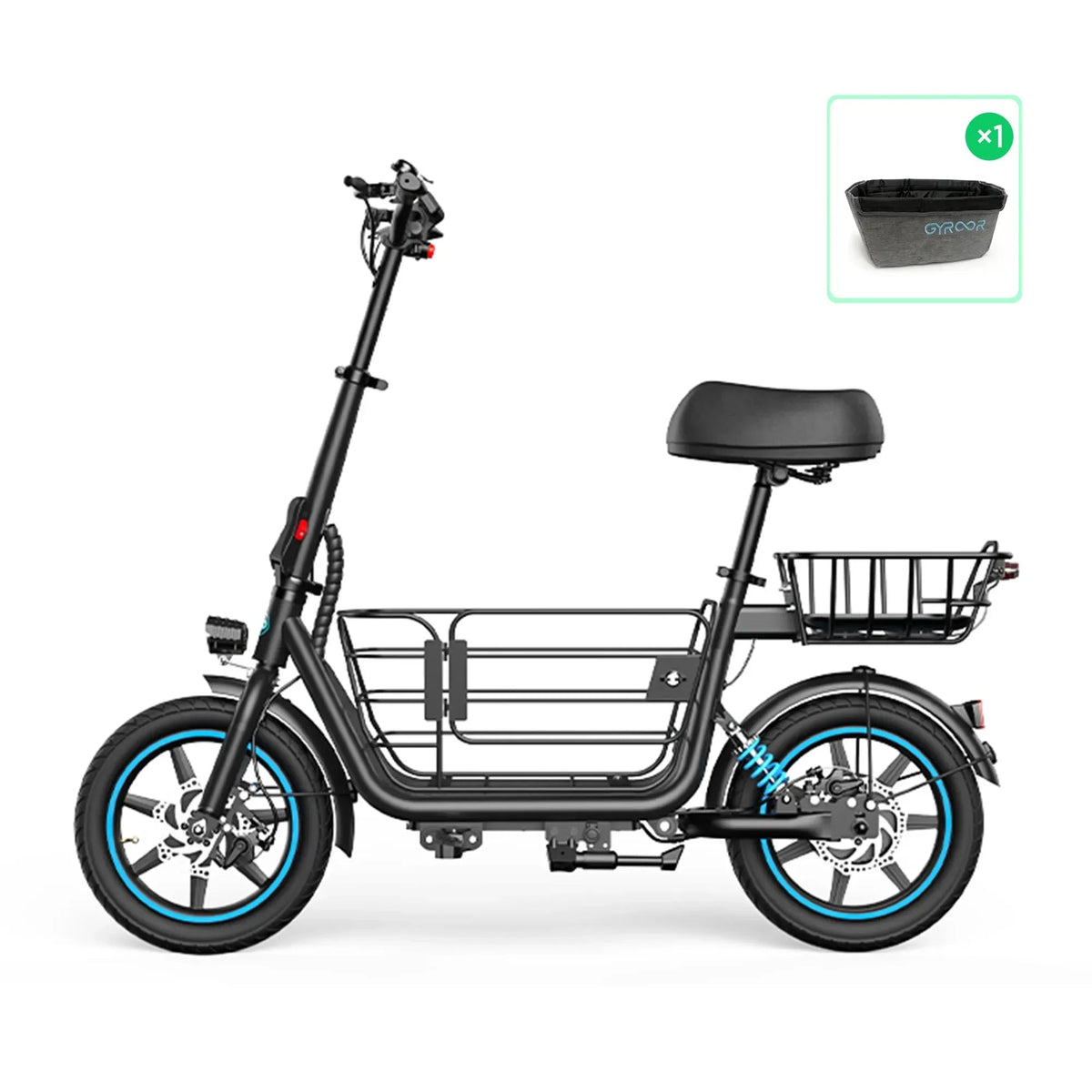 Gyroor C1S Electric Scooter with Seat – 550W, 36V 7.8Ah, 20-Mile Range