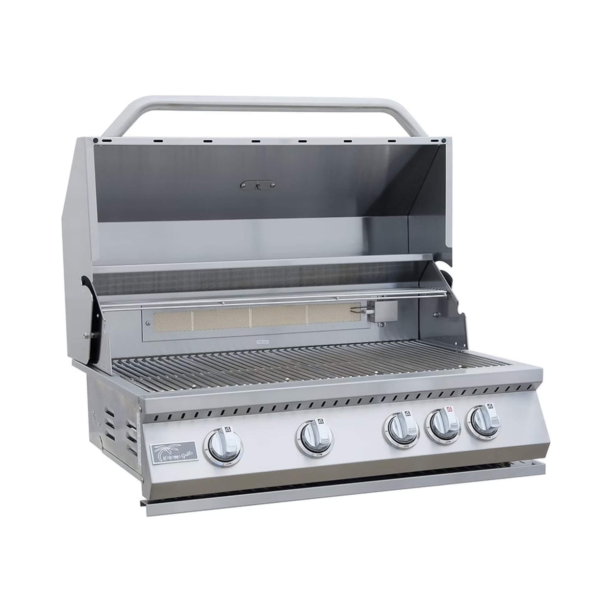 7FT Straight BBQ Island with Built-In BBQ and Refrigerator