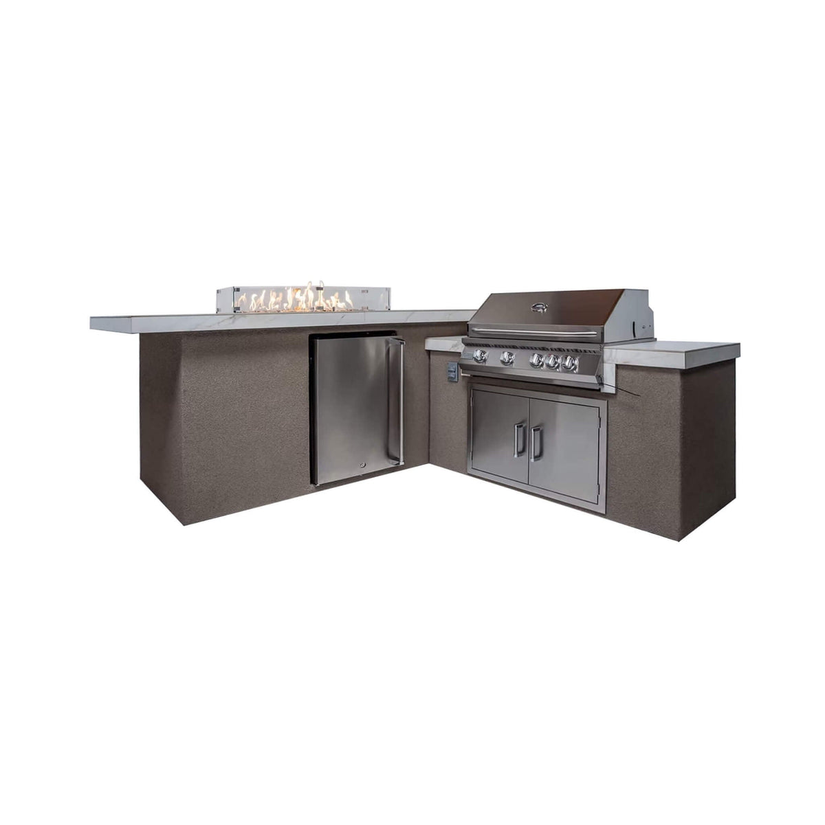 Baja 9FT BBQ Island with LEDs, Built-In BBQ and Refrigerator
