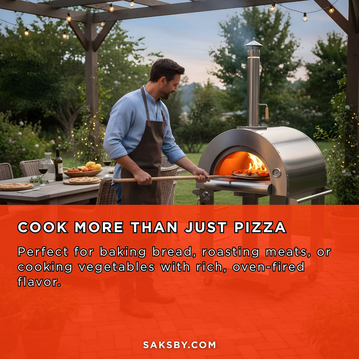 32-Inch Premium Stainless Steel Dual-Fuel Gas or Wood-Fired Pizza Oven