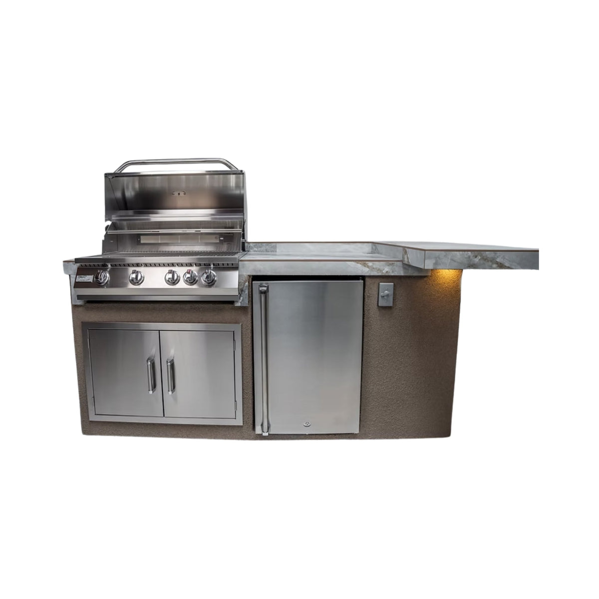 St. John 7FT BBQ Island with LEDs, Built-In BBQ and Refrigerator