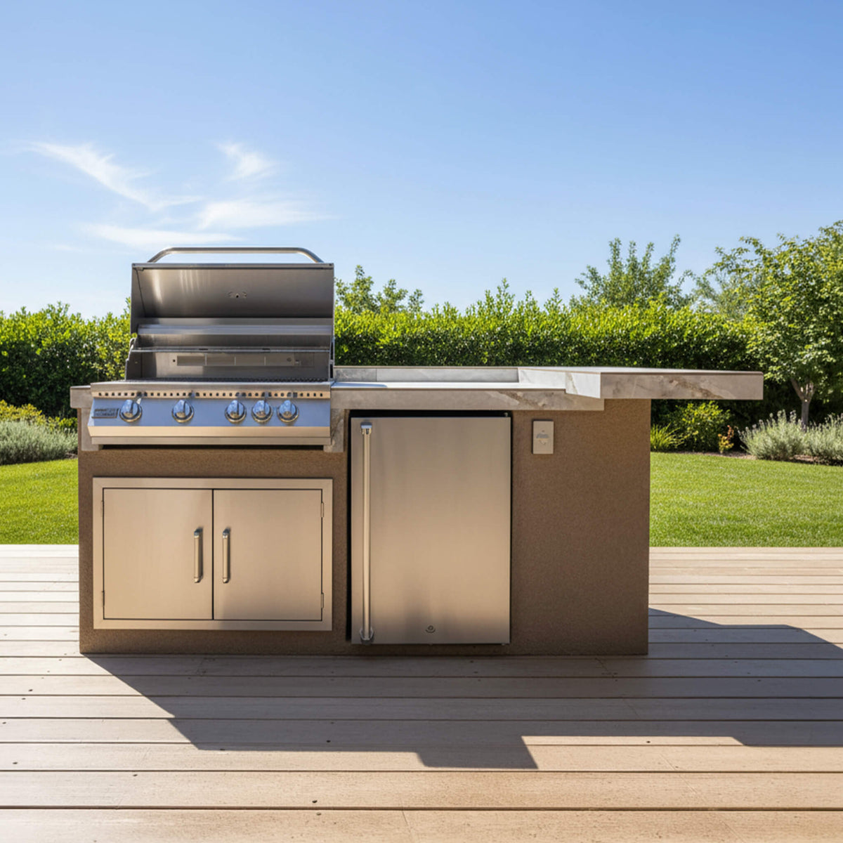 St. John 7FT BBQ Island with LEDs, Built-In BBQ and Refrigerator