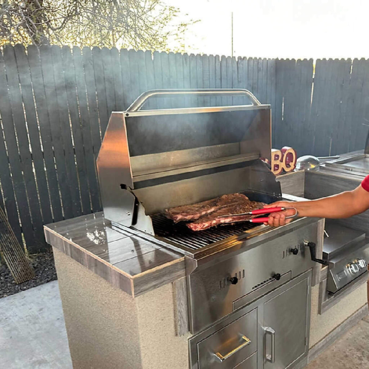 32-Inch Premium Built-In Charcoal Grill with 304 Stainless Steel and Adjustable Heat Tray
