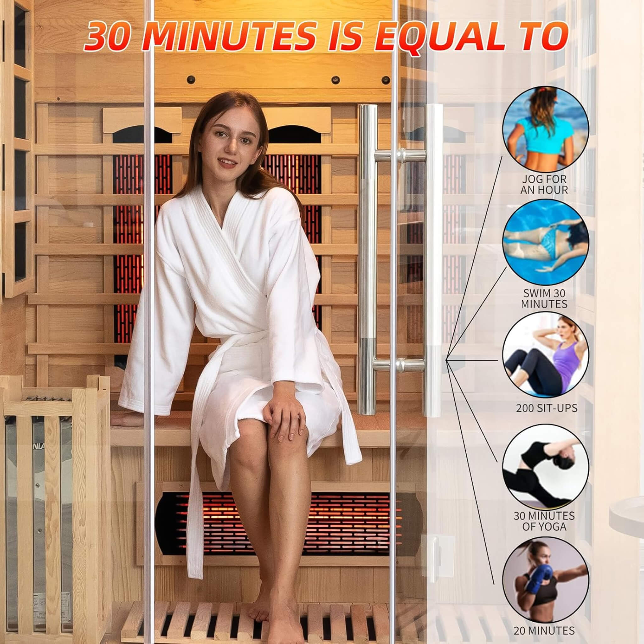 Rövia Aurora 3-Person Indoor Hybrid Sauna Room With Infrared And 4.5KW Steam Heater (SAK41592)