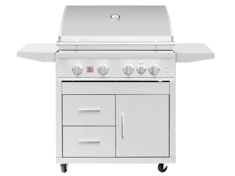 Summerset Sizzler Pro 32-Inch 4-Burner Gas Grill with Rear Infrared Burner – Deluxe Cart