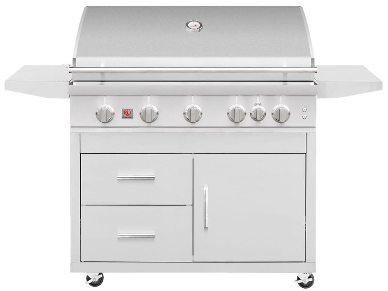 Summerset Sizzler Pro 40-Inch 5-Burner Gas Grill with Rear Infrared Burner – Deluxe Cart