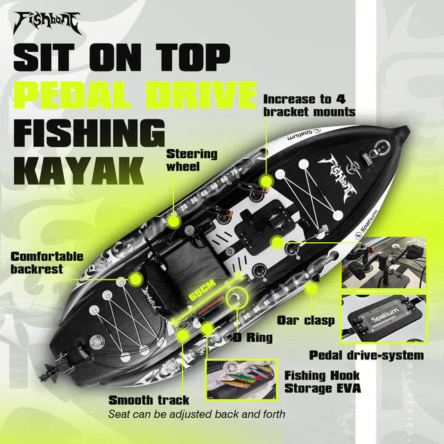 FishBone- Premium Inflatable Pedal Drive Board for Fishing