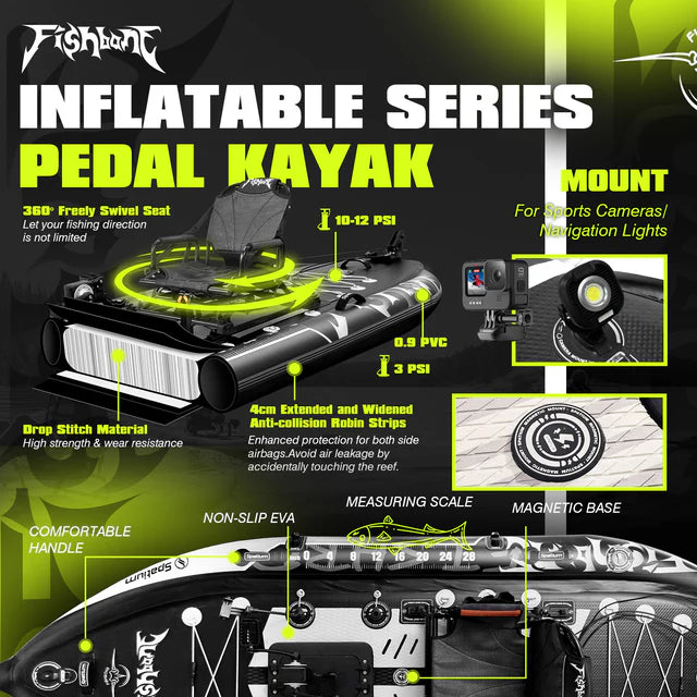 FishBone- Premium Inflatable Pedal Drive Board for Fishing