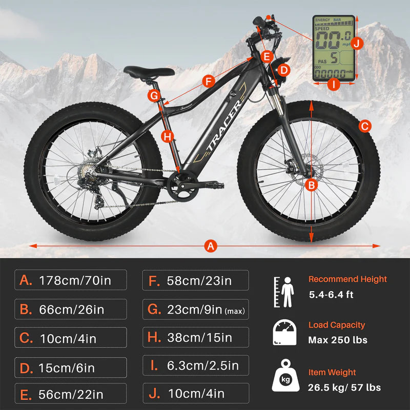 Tracer Tacoma 800W 26 " Electric Mountain Fat Tire Bike