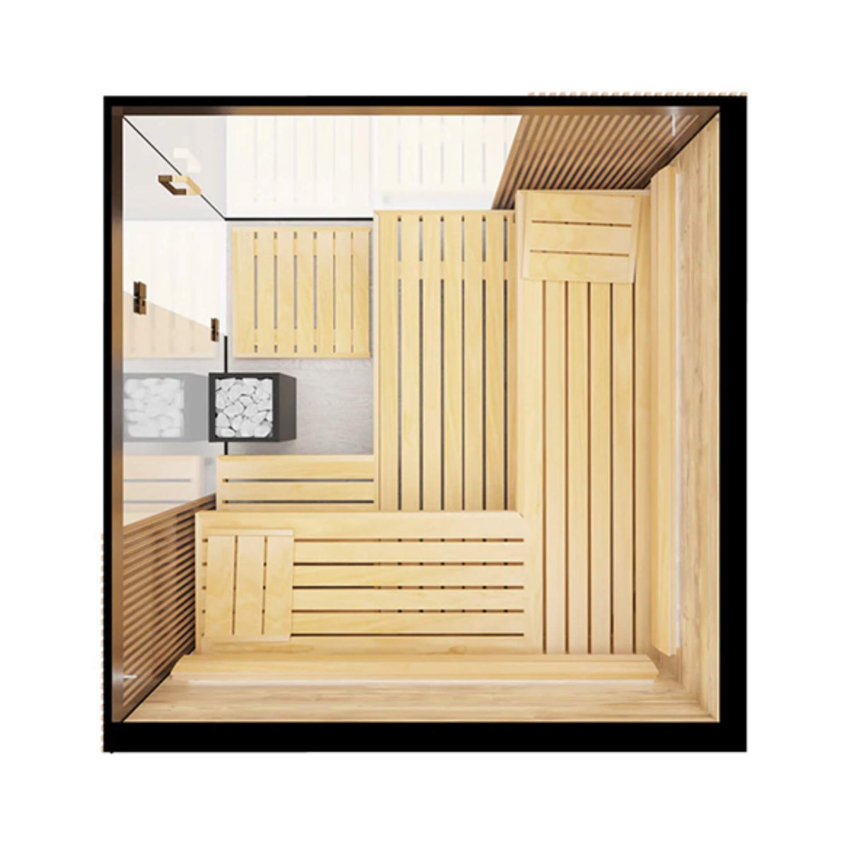 Aalto 4-Person Indoor Semi-Panoramic Glass Sauna Cabin