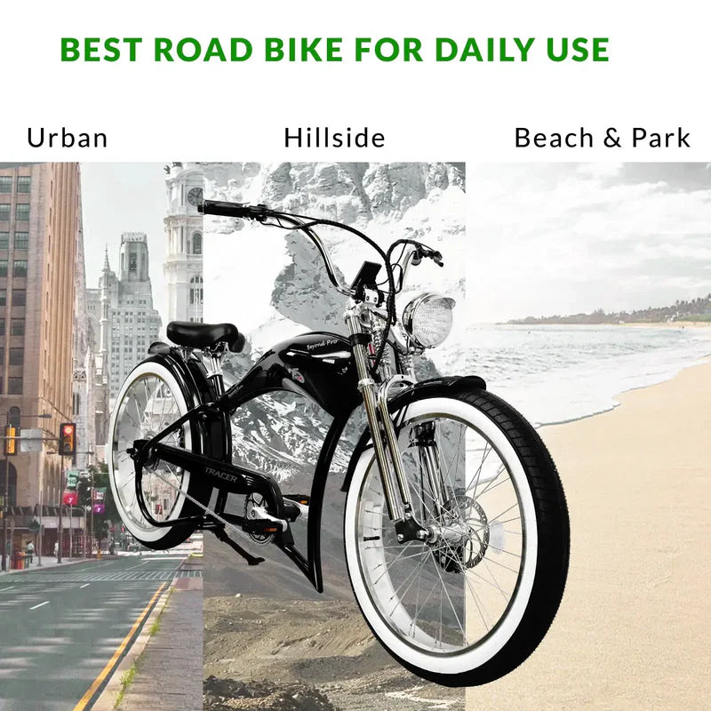 Twenty5 GTS 500W 26" Motorcycle-Style Stretch Chopper E-Bike