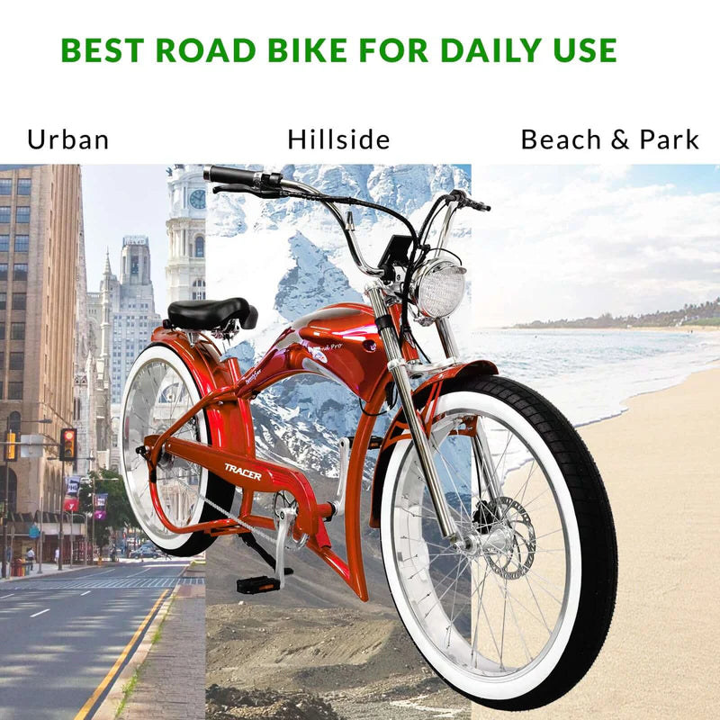 Twenty5 GT 500W 26" Motorcycle-Style Stretch Chopper E-Bike