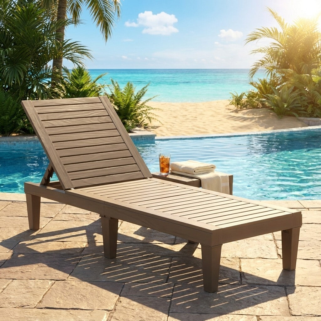 Set of 2 Outdoor Chaise Lounge Chairs with 5-Position Adjustable Backrests